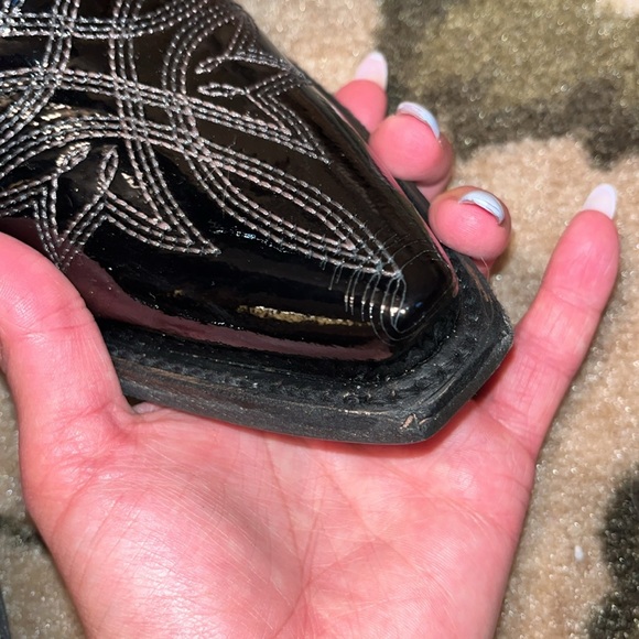 Lane Off The Record Cowgirl Western Boots Black 7.5 Cowboy Snip Toe Rodeo Midi - Picture 13 of 13